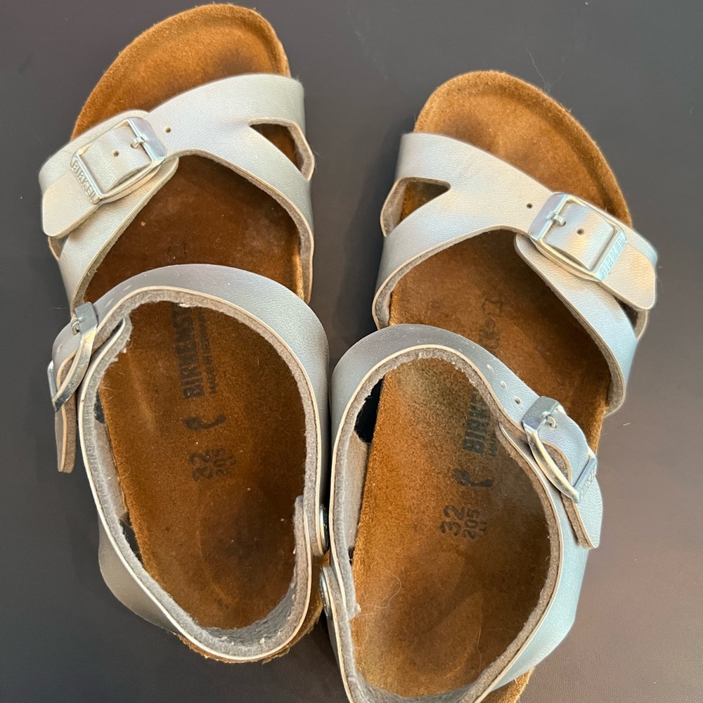 Birkenstock Metallic Silver Kids Sandals